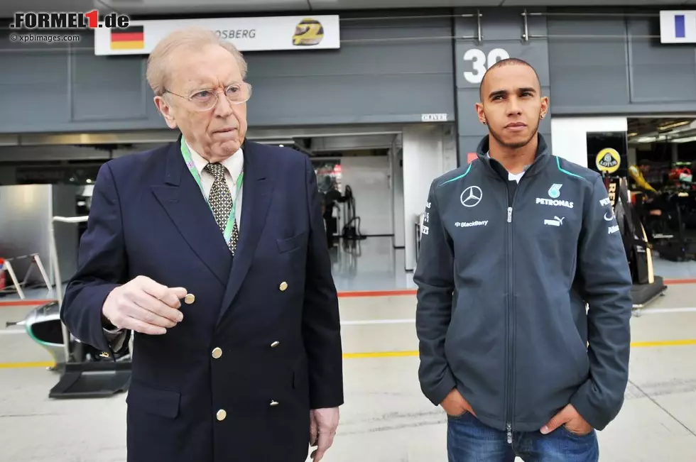 Foto zur News: Lewis Hamilton (Mercedes) mit Journalisten-Legende Sir David Frost