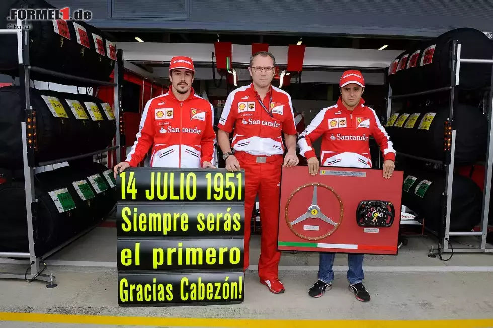 Foto zur News: Fernando Alonso, Stefano Domenicali und Felipe Massa (Ferrari)