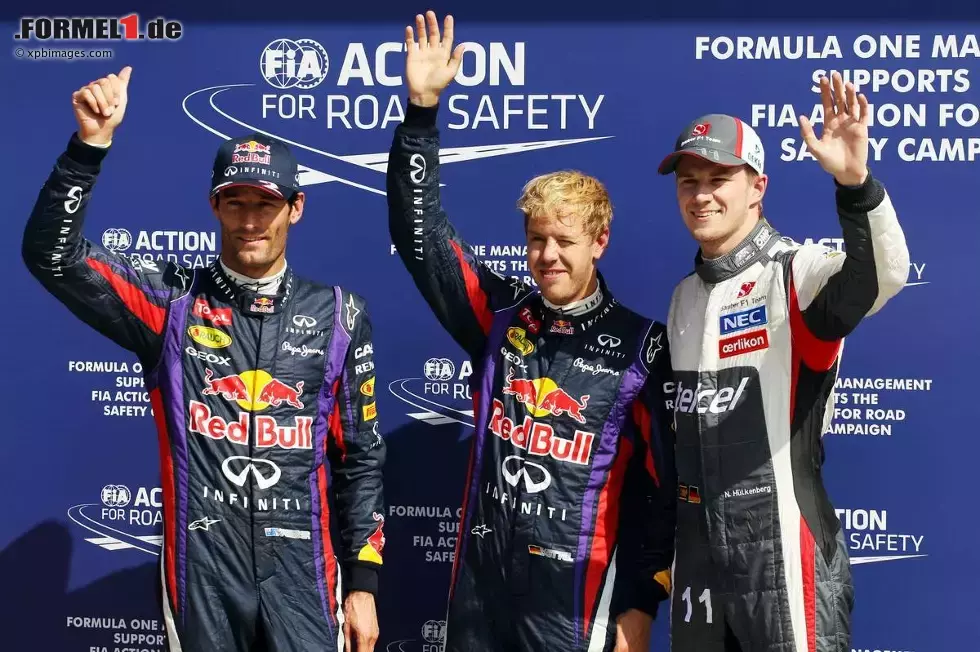 Foto zur News: Mark Webber (Red Bull), Sebastian Vettel (Red Bull) und Nico Hülkenberg (Sauber)