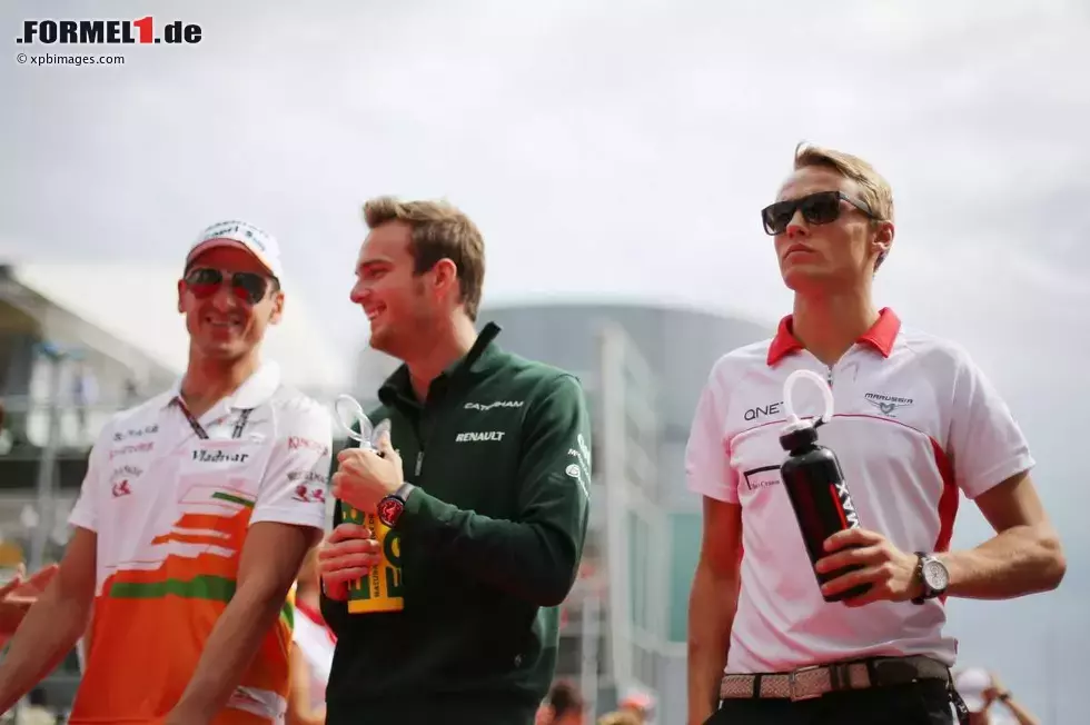 Foto zur News: Adrian Sutil (Force India), Giedo van der Garde (Caterham) und Max Chilton (Marussia)