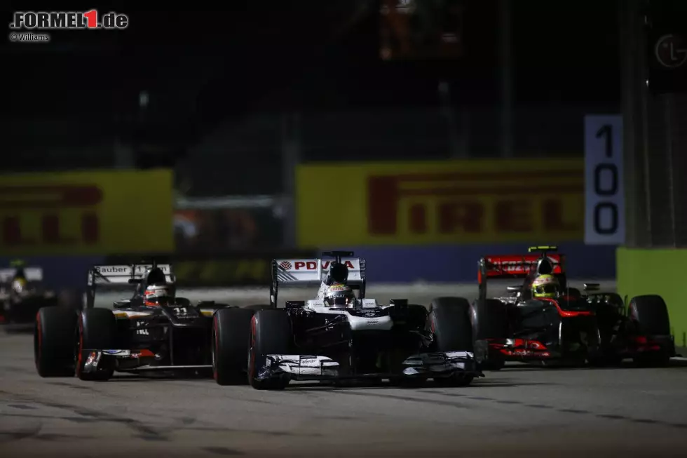 Foto zur News: Pastor Maldonado (Williams), Nico Hülkenberg (Sauber) und Sergio Perez (McLaren)