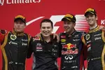 Foto zur News: Sebastian Vettel (Red Bull), Kimi Räikkönen (Lotus) und Romain Grosjean (Lotus)