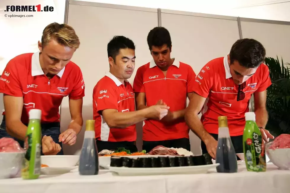 Foto zur News: Max Chilton (Marussia), Rodolfo Gonzalez (Marussia) und Jules Bianchi (Marussia)