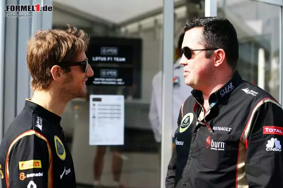 Foto zur News: Romain Grosjean (Lotus) und Eric Boullier