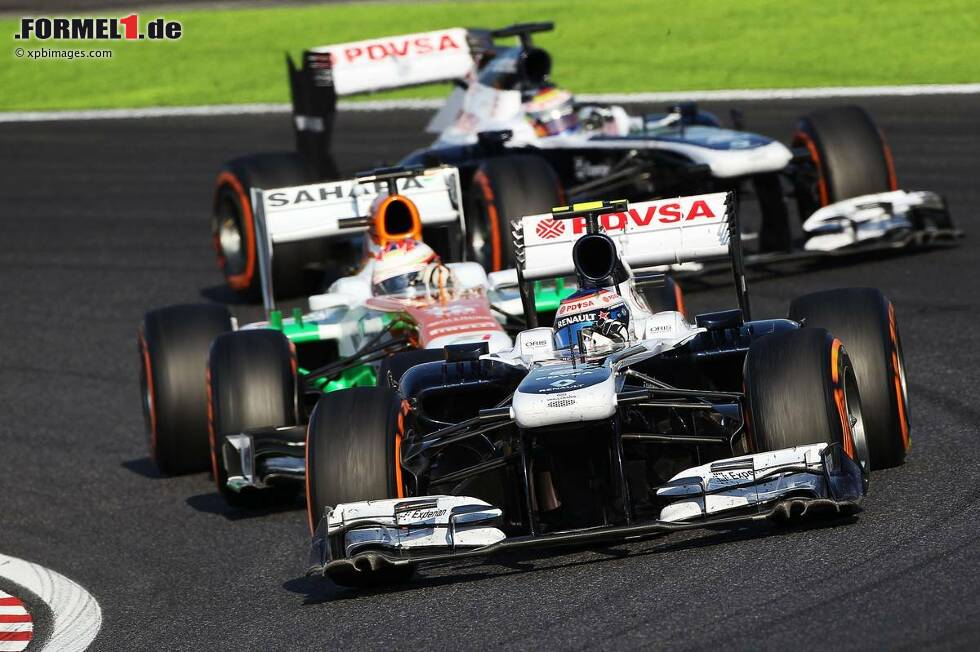 Foto zur News: Valtteri Bottas (Williams), Paul di Resta (Force India) und Pastor Maldonado (Williams)