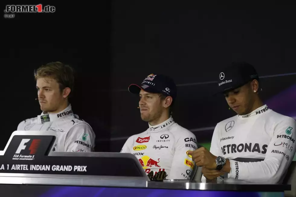 Foto zur News: Nico Rosberg (Mercedes), Sebastian Vettel (Red Bull) und Lewis Hamilton (Mercedes)