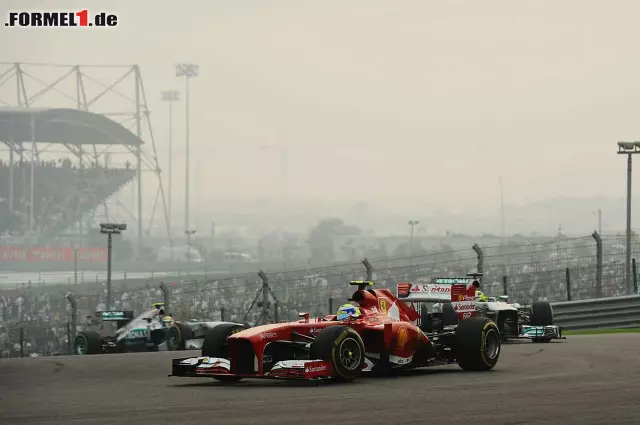 Foto zur News: Felipe Massa, der zeitweise sogar in Führung lag, belegte am Ende in seinem Ferrari den vierten Platz vor...