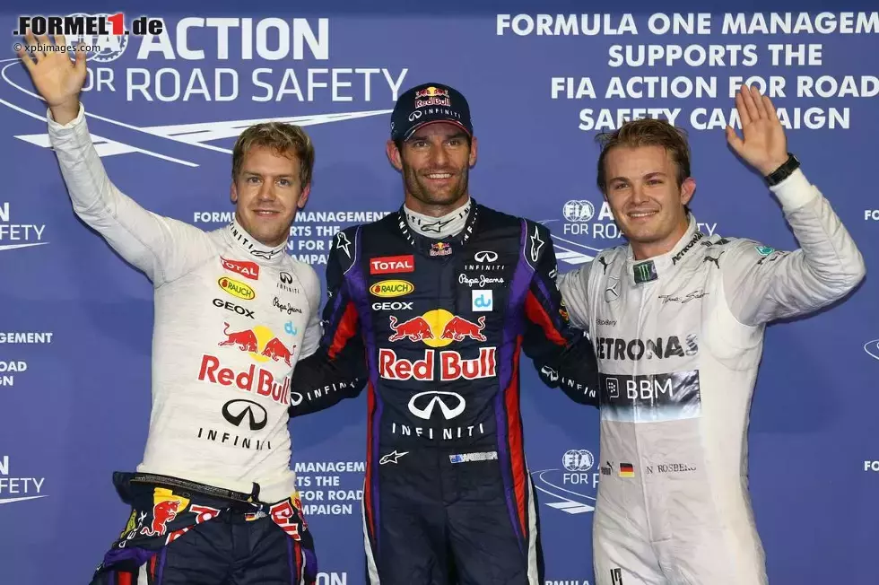 Foto zur News: Mark Webber (Red Bull), Sebastian Vettel (Red Bull) und Nico Rosberg (Mercedes)