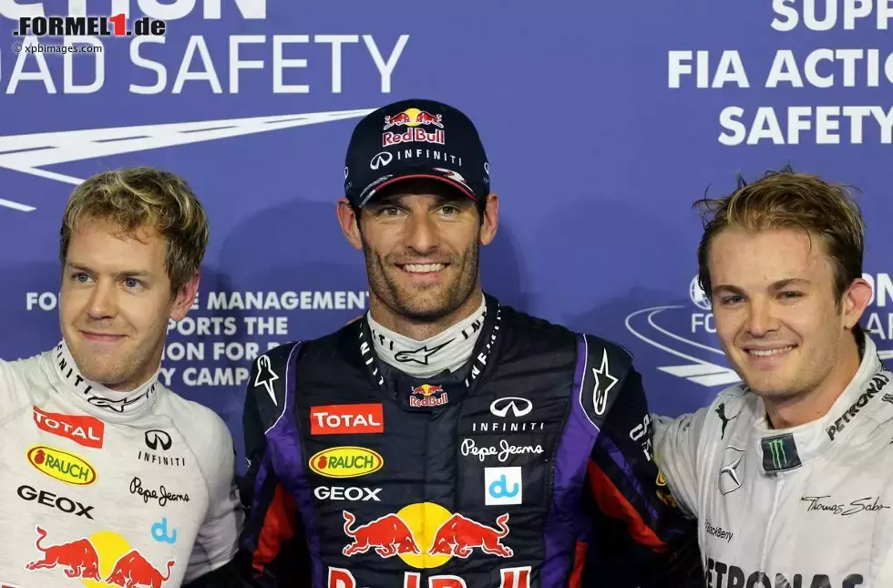 Foto zur News: Sebastian Vettel (Red Bull), Mark Webber (Red Bull) und Nico Rosberg (Mercedes)