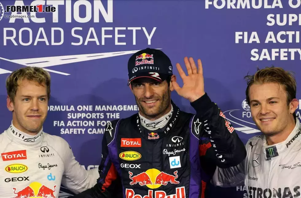 Foto zur News: Sebastian Vettel (Red Bull), Mark Webber (Red Bull) und Nico Rosberg (Mercedes)