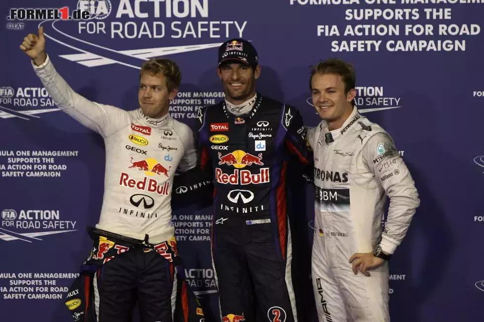 Foto zur News: Mark Webber (Red Bull), Sebastian Vettel (Red Bull) und Nico Rosberg (Mercedes)