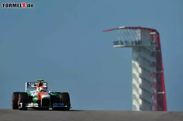 Foto zur News: Eine bittere Pille musste auch Adrian Sutil schlucken: Die Bremsschreibe seines Force-India brach, Rang 17.