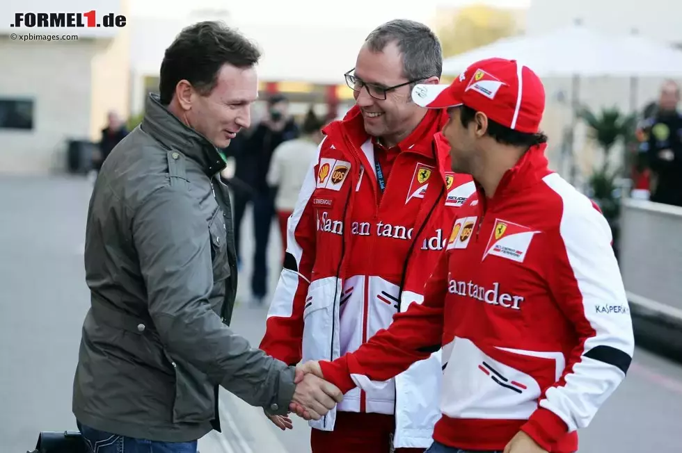 Foto zur News: Christian Horner, Stefano Domenicali und Felipe Massa (Ferrari)