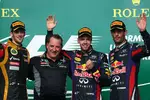 Foto zur News: Sebastian Vettel (Red Bull), Romain Grosjean (Lotus) und Mark Webber (Red Bull)