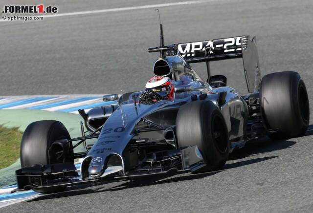 Foto zur News: Besser machte es Rookie Kevin Magnussen, der heute die schnellste Zeit setzte. Überhaupt war McLaren gut drauf heute: Der MP4-29 fuhr heute die meisten Runden