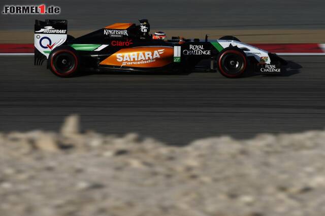 Foto zur News: Mit einer dritten Bestzeit in dieser Woche kann Force India heute nicht glänzen, doch mit Rennsimulationen schafft man eben selten niedrige Rundenzeiten. Nico Hülkenberg kann mit seinen bockstarken 115 Runden dennoch sehr zufrieden sein