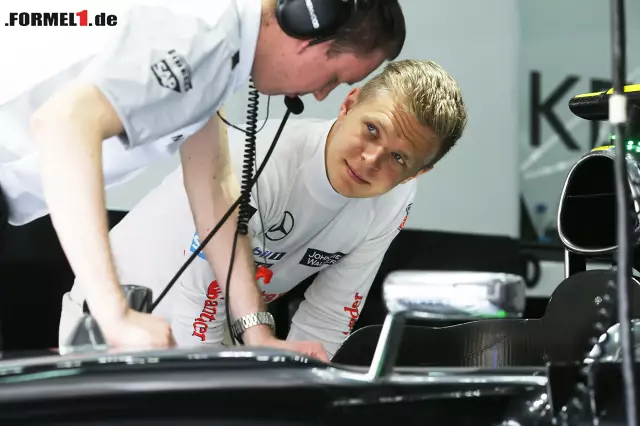 Foto zur News: Formel-1-Neuling Kevin Magnussen sprengte die Schallmauer von einer Sekunde Abstand: Beim McLaren-Fahrer waren es auf Rang 12 derer 1,105.