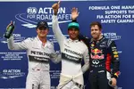 Foto zur News: Lewis Hamilton (Mercedes), Sebastian Vettel (Red Bull) und Nico Rosberg (Mercedes)