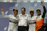 Foto zur News: Lewis Hamilton (Mercedes), Nico Rosberg (Mercedes) und Sergio Perez (Force India)