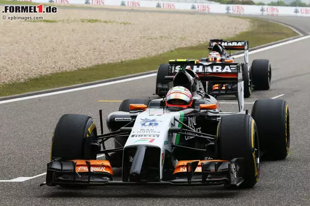 Foto zur News: Erneut stark: Nico Hülkenberg im Force India, der die Zielflagge auf dem sechsten Rang sah.