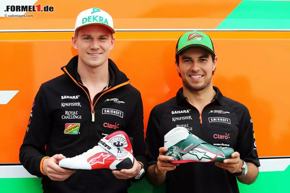 Foto zur News: Nico Hülkenberg (Force India) und Sergio Perez (Force India)