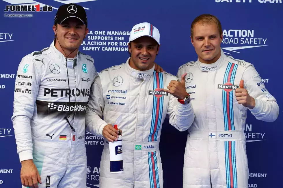 Foto zur News: Felipe Massa (Williams) nach fast 6 Jahren wieder auf der Pole-Postion vor Valtteri Bottas (Williams) und Nico Rosberg (Mercedes)