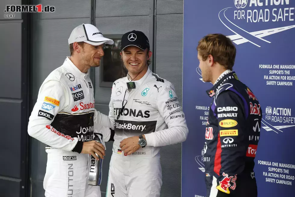 Foto zur News: Nico Rosberg (Mercedes), Sebastian Vettel (Red Bull) und Jenson Button (McLaren)