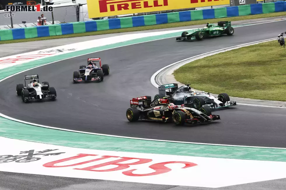 Foto zur News: Pastor Maldonado (Lotus), Lewis Hamilton (Mercedes), Kevin Magnussen (McLaren) und Daniil Kwjat (Toro Rosso)