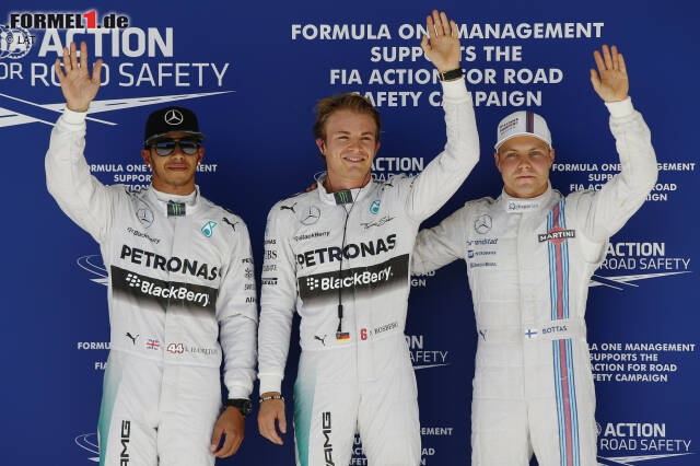 Foto zur News: Nico Rosberg Lewis Hamilton Valtteri Bottas (Mercedes AMG Petronas Formula One Team) (Williams F1 Team)