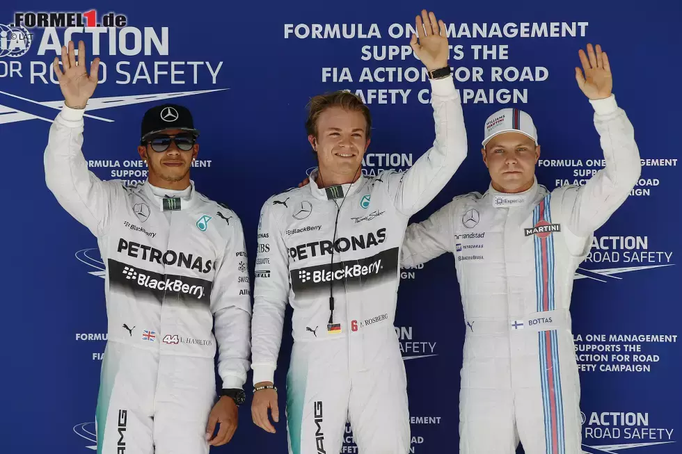 Foto zur News: Nico Rosberg (Mercedes) auf Pole-Position in Austin, Lewis Hamilton (Mercedes) und Valtteri Bottas (Williams) dahinter