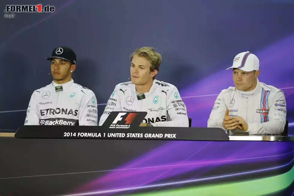 Foto zur News: Nico Rosberg (Mercedes), Lewis Hamilton (Mercedes) und Valtteri Bottas (Williams)