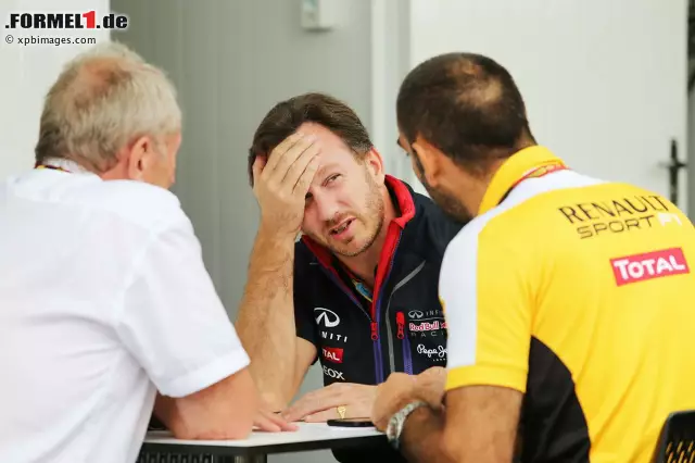 Foto zur News: Helmut Marko, Christian Horner und Cyril Abiteboul