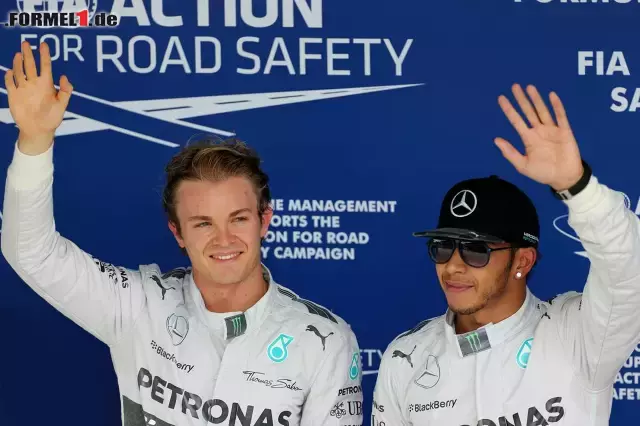 Foto zur News: Nico Rosberg und Lewis Hamilton sind sich nur in ihrer guten Laune einig