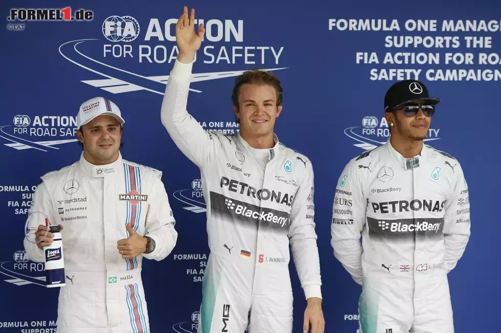 Foto zur News: Nico Rosberg (Mercedes), Lewis Hamilton (Mercedes) und Felipe Massa (Williams)