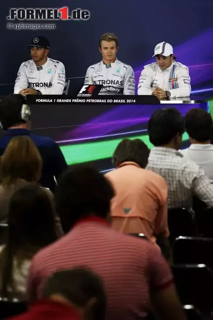 Foto zur News: Felipe Massa (Williams), Nico Rosberg (Mercedes) und Lewis Hamilton (Mercedes)