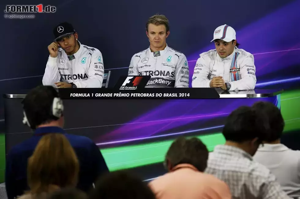 Foto zur News: Felipe Massa (Williams), Nico Rosberg (Mercedes) und Lewis Hamilton (Mercedes)