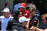 Foto zur News: Fernando Alonso (Ferrari), Sergio Perez (Force India) und Romain Grosjean (Lotus)