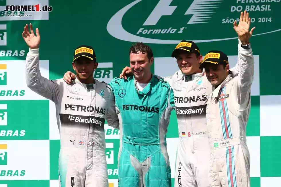 Foto zur News: Nico Rosberg (Mercedes), Lewis Hamilton (Mercedes) und Felipe Massa (Williams)