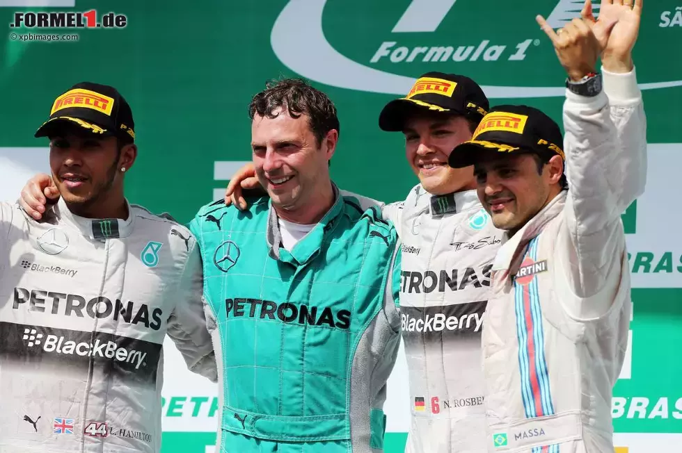 Foto zur News: Lewis Hamilton (Mercedes), Nico Rosberg (Mercedes) und Felipe Massa (Williams)