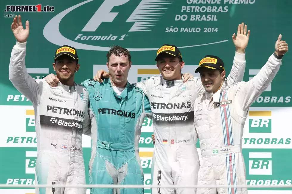 Foto zur News: Lewis Hamilton (Mercedes), Nico Rosberg (Mercedes) und Felipe Massa (Williams)