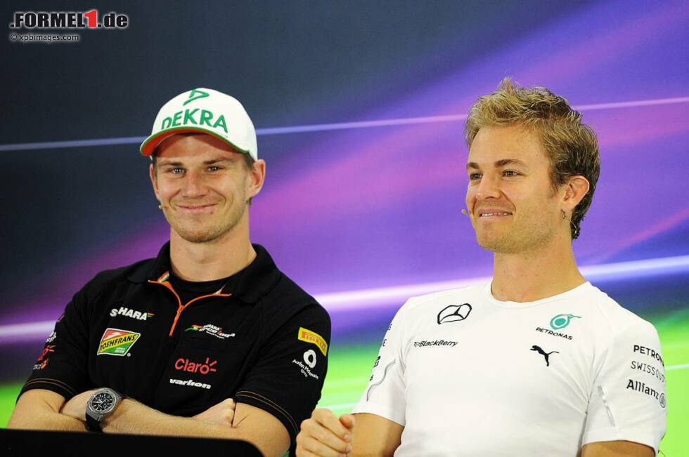 Foto zur News: Nico Hülkenberg (Force India) und Nico Rosberg (Mercedes)