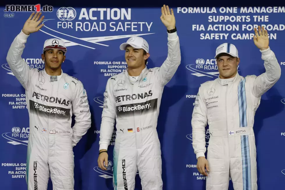 Foto zur News: Nico Rosberg (Mercedes) holt die Pole in Abu Dhabi vor Lewis Hamilton (Mercedes) und Valtteri Bottas (Williams)