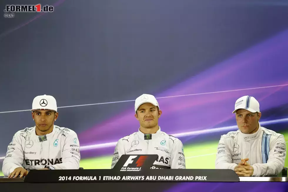 Foto zur News: Nico Rosberg (Mercedes), Lewis Hamilton (Mercedes) und Valtteri Bottas (Williams)