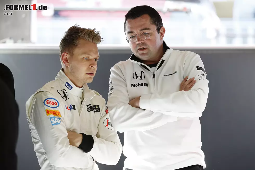 Foto zur News: Kevin Magnussen und Eric Boullier