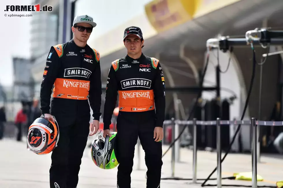 Foto zur News: Nico Hülkenberg (Force India) und Sergio Perez (Force India)