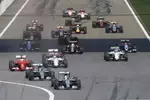 Foto zur News: Lewis Hamilton (Mercedes), Nico Rosberg (Mercedes), Sebastian Vettel (Ferrari) und Felipe Massa (Williams)