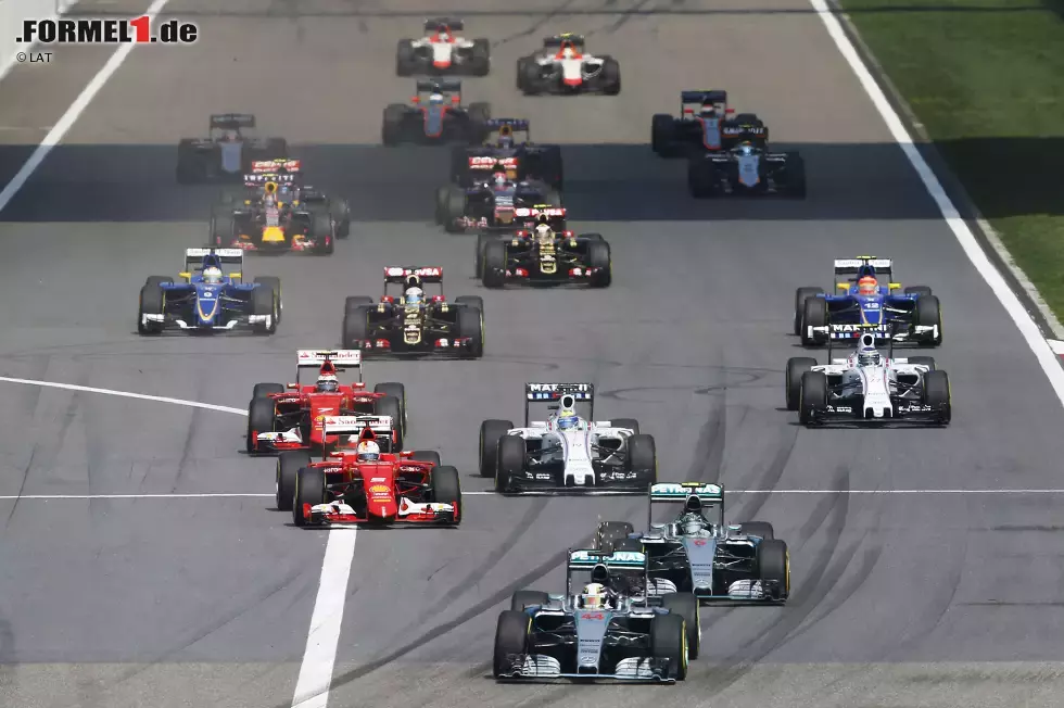 Foto zur News: Lewis Hamilton (Mercedes), Nico Rosberg (Mercedes), Sebastian Vettel (Ferrari) und Felipe Massa (Williams)