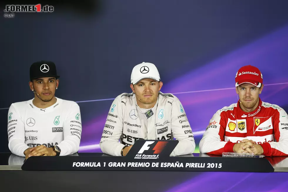 Foto zur News: Lewis Hamilton (Mercedes), Nico Rosberg (Mercedes) und Sebastian Vettel (Ferrari)