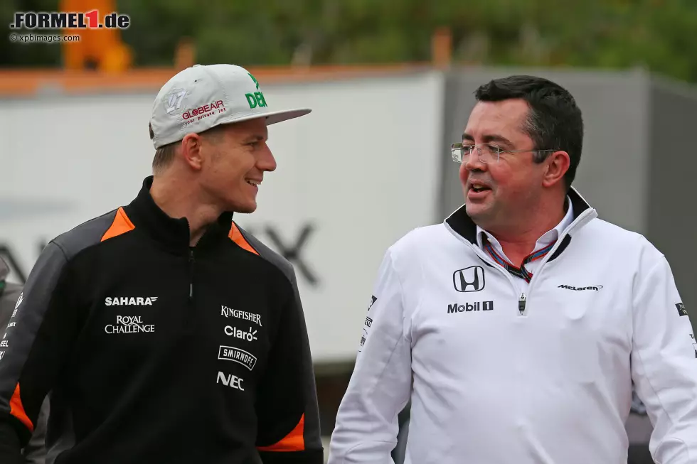 Foto zur News: Nico Hülkenberg (Force India) und Eric Boullier