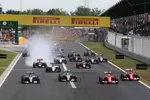 Foto zur News: Nico Rosberg (Mercedes), Lewis Hamilton (Mercedes), Sebastian Vettel (Ferrari) und Kimi Räikkönen (Ferrari)